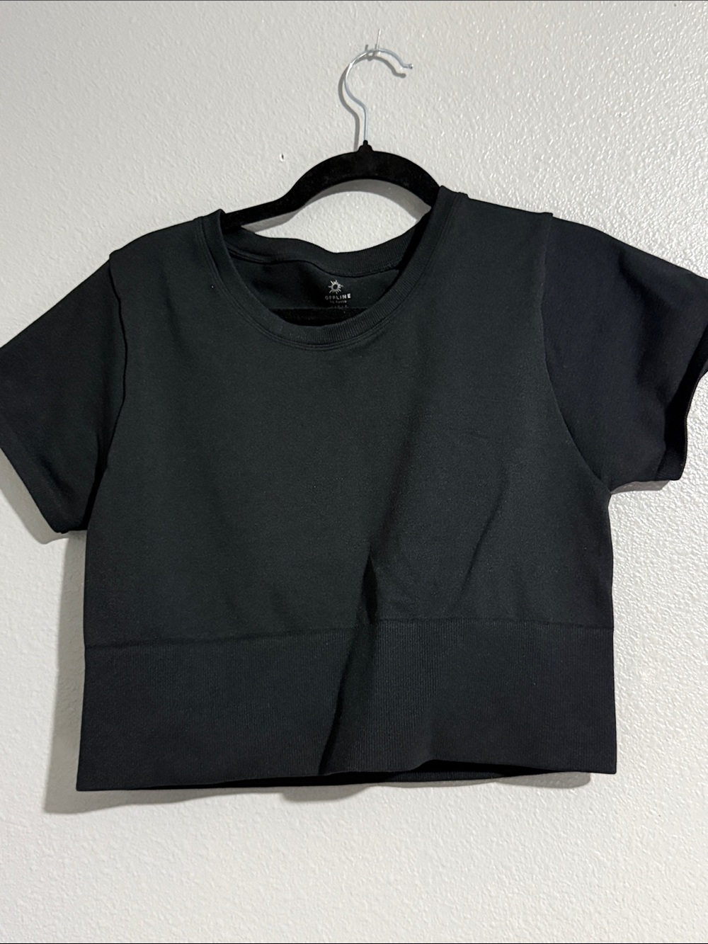 Offline by aerie Black Cropped Crewneck Tee